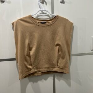 Dynamite Tan Boxy Crop Muscle Tee